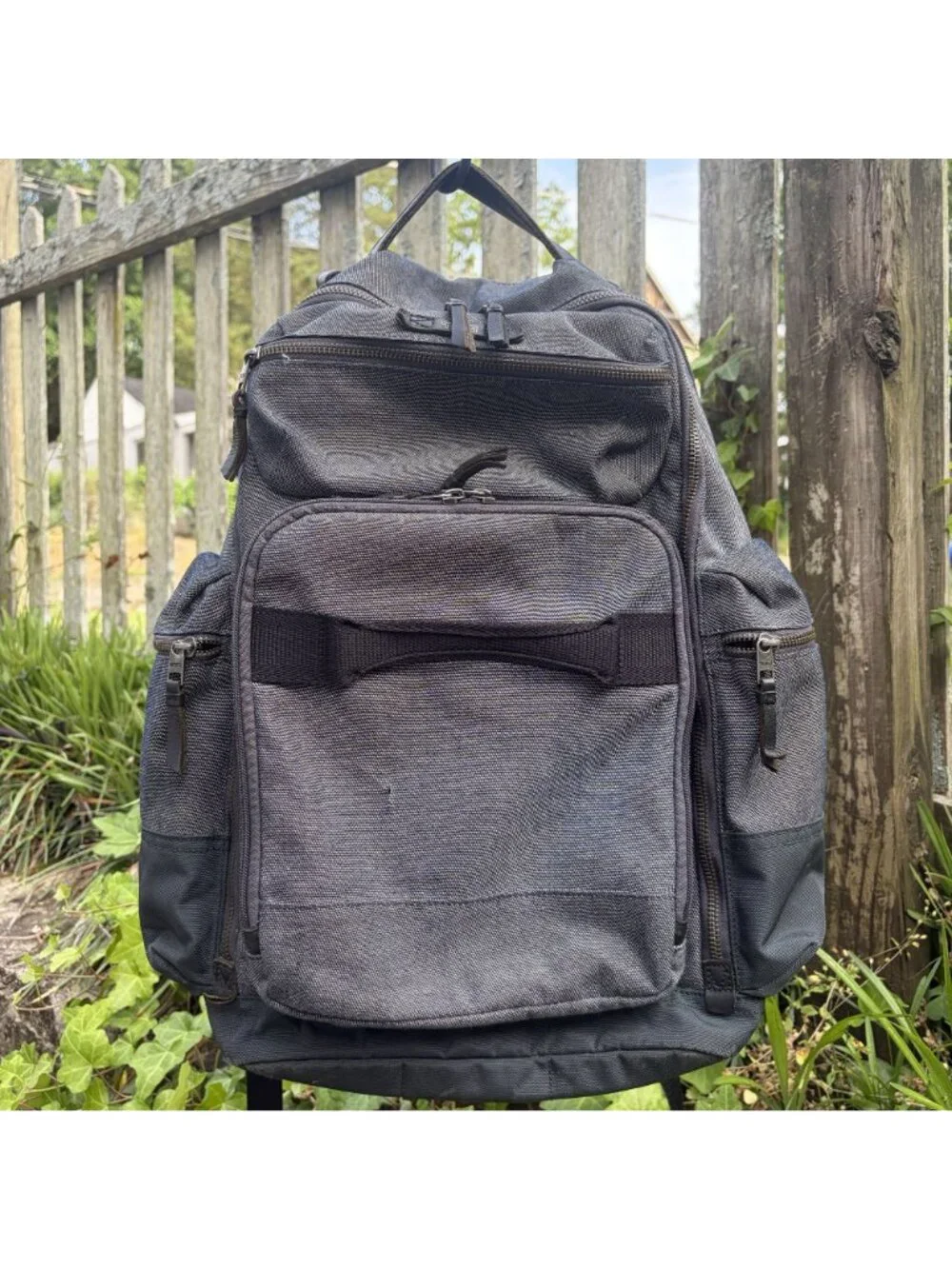 Tumi Alpha Bravo Denim Gray Backpack Multi Compartments Travel Work 61083